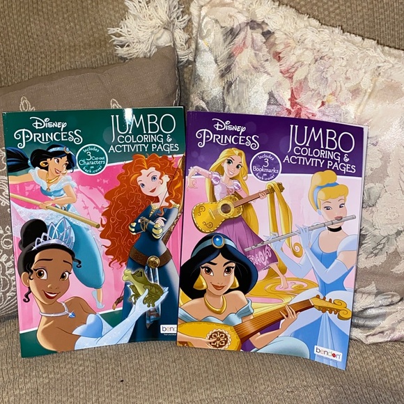 💚💛🩷💜💙NWT Disney Princess Jumbo Coloring & Activity Books - Set of Two - Picture 1 of 8